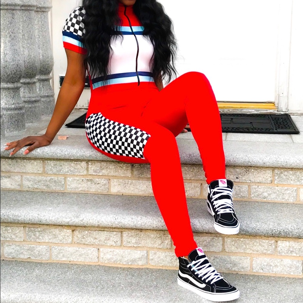 Check board jumpsuit